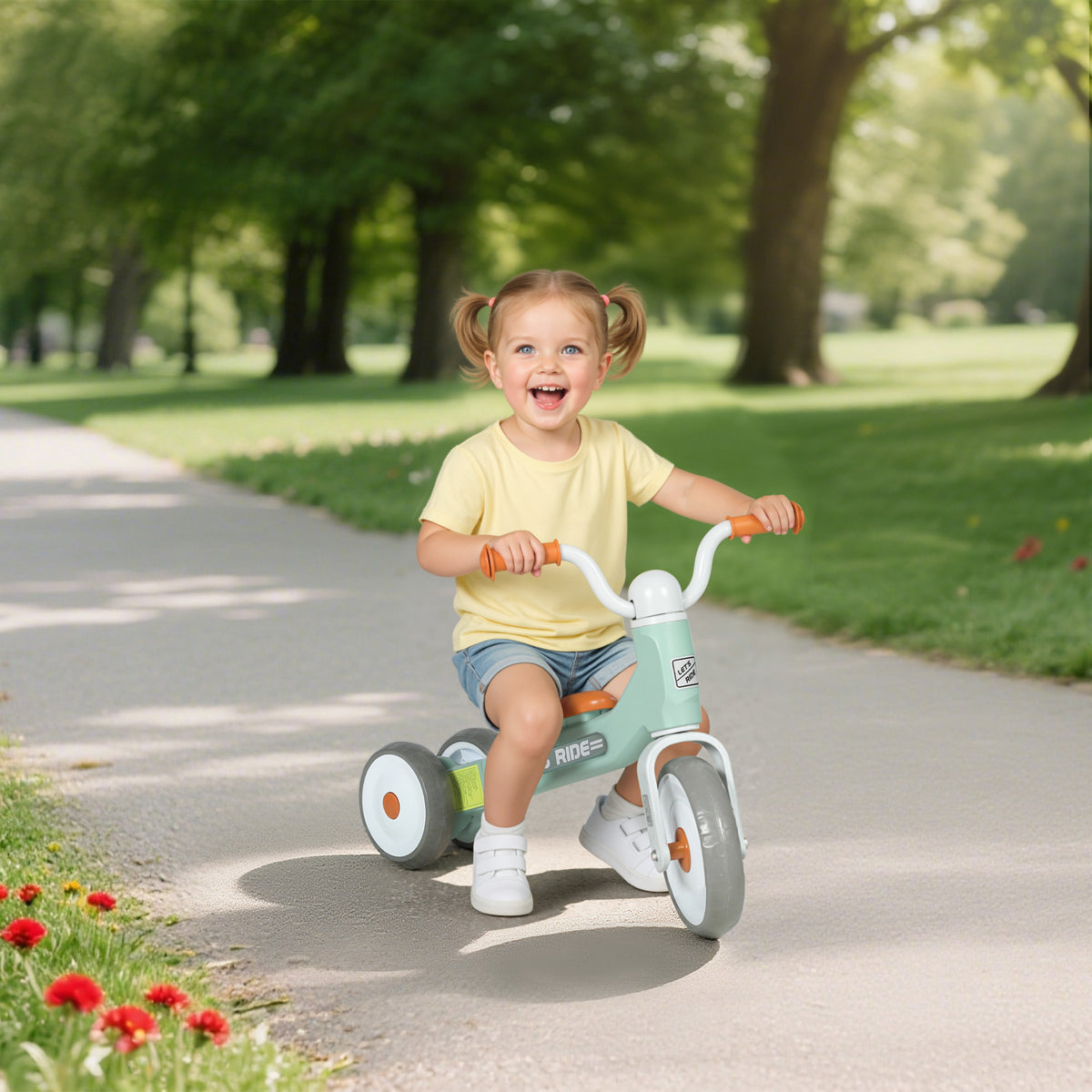 AIYAPLAY Toddler Balance Bike with No Pedal, 3 Silence Wheels for 12-36 Months Boys and Girls, Indoor Outdoor, Green