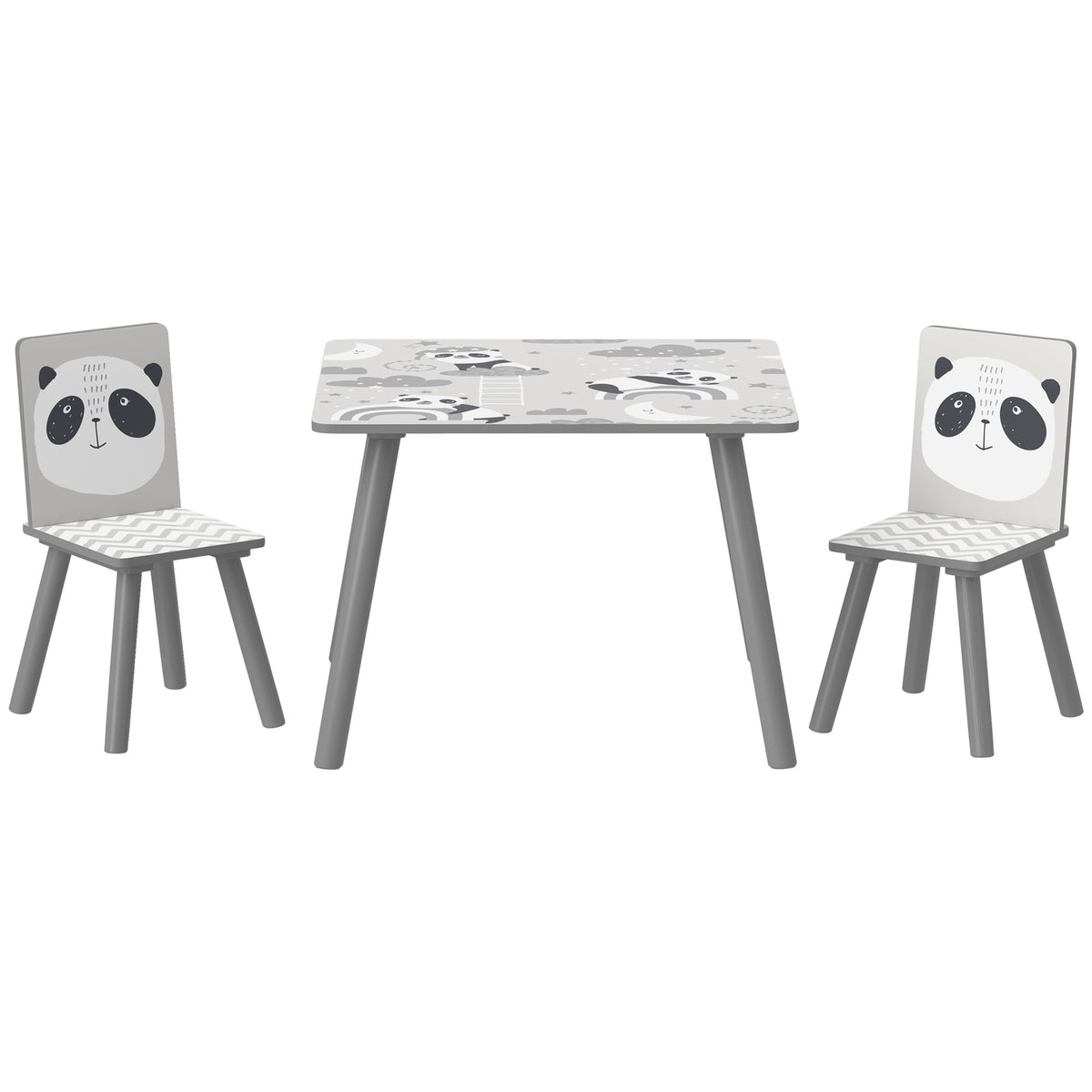 ZONEKIZ Kids Table and Chair Set, Toddler Table with 2 Chairs, Toddler Furniture Set, for Ages 3-8 Years - Grey