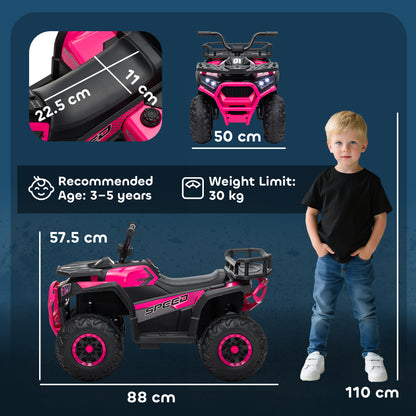 AIYAPLAY 12V Kids Electric Ride on ATV, Battery-Powered Quad Bike w/ Spring Suspension, Forward Backward, Storage Basket, Pink