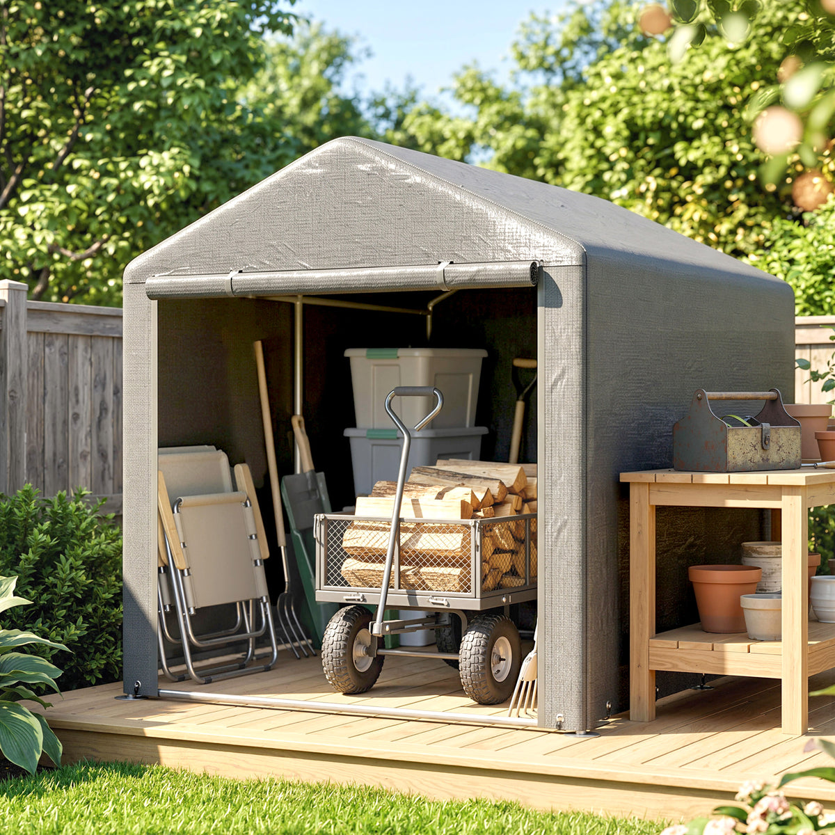 Outsunny 2.2 x 1.6 m Outdoor Storage Tent, with Accessories - Light Grey