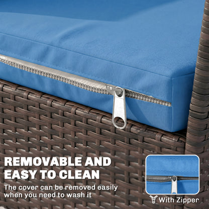 Outsunny Outdoor Seat Cushion Pads for Rattan Furniture, 3 PCs Garden Furniture Cushions,  Sky Blue