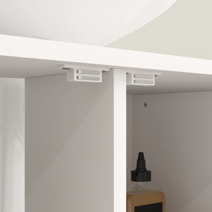 HOMCOM Under Sink Bathroom Cabinet, Rustic Under Sink Cabinet for Basin with or without Pedestal, Cream White and Walnut