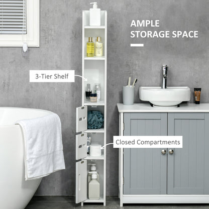 kleankin Modern Bathroom Storage Cabinet, Freestanding Tall Bathroom Cabinet with Open Shelves for Bedroom Hallway, White