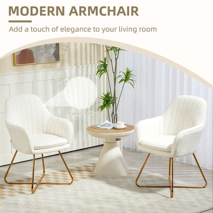 HOMCOM Set of Two Boucle Dining Chairs - Cream