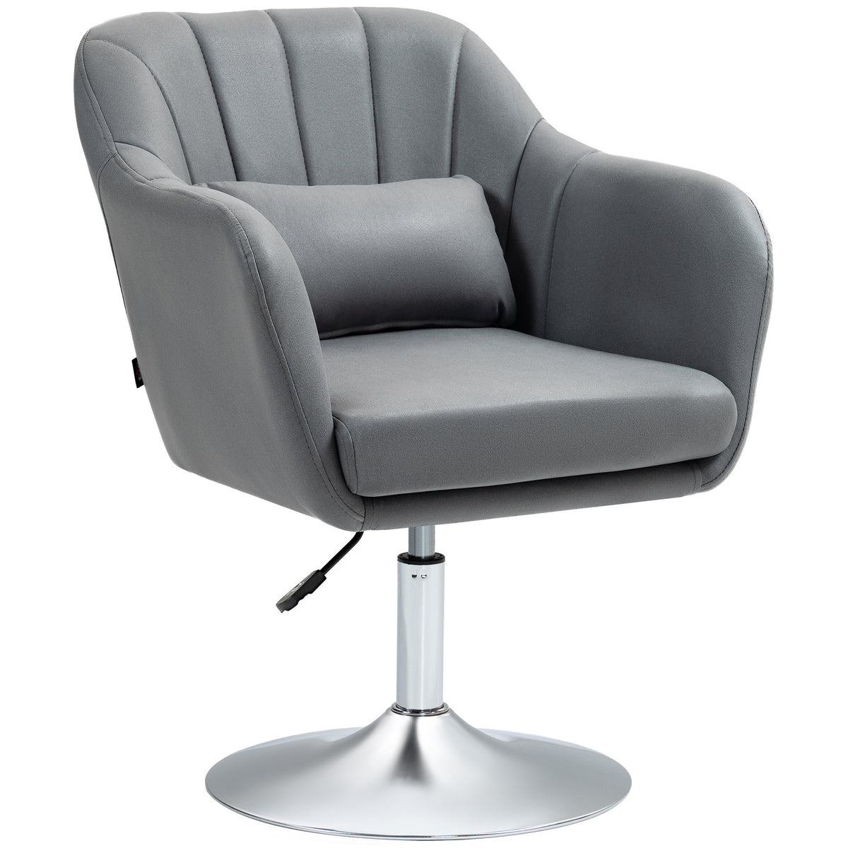 HOMCOM Swivel Accent Chair, Microfiber Cloth Tub Vanity Chair, Modern Armchair with Adjustable Height and Lumbar Support for Living Room Bedroom Salon Make up Room Dressing Table, Dark Grey