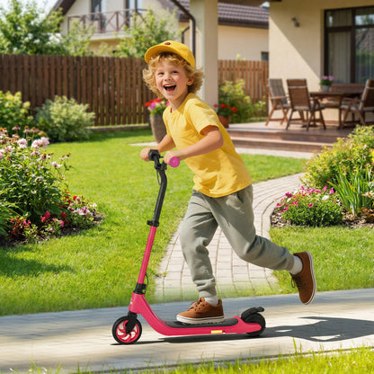 HOMCOM Electric Scooter for Kids 6+, Foldable E Scooter, Up to 8 KM/H, Maximum Range 6 KM, Adjustable Height, Pink