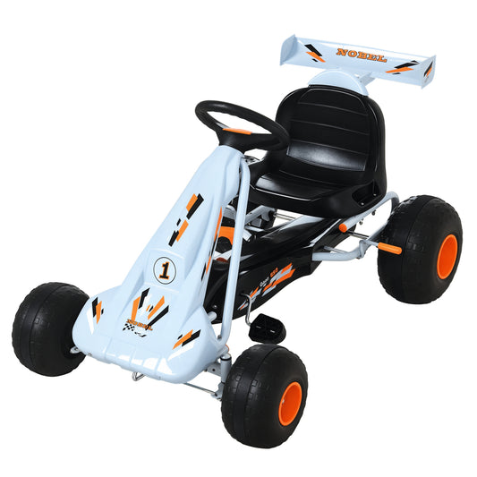 HOMCOM Pedal Go Kart, Kids Ride On Race Car with Brake, Gears Shift, Steering Wheel, Adjustable Seat, Gift for Boys and Girls 3-6 Years Outdoor, Blue