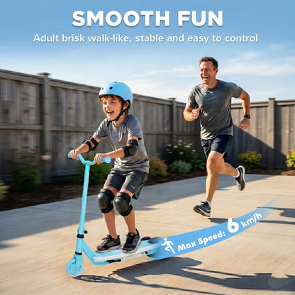 AIYAPLAY Electric Scooter for Kids Aged 4-7 Years, with Flashing LED Lights, Rear Auxiliary Wheels, Blue