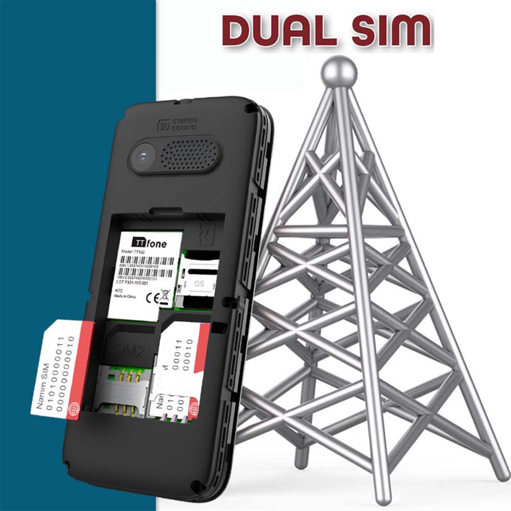 TTfone TT150 Unlocked Basic Mobile Phone UK Sim Free, Long Battery Life, Dual Sim with camera and games, easy to use, durable and light weight pay as you go - Blue with Mains Charger and O2 Sim Card