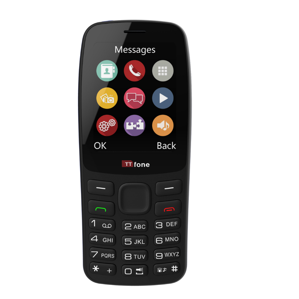 TTfone TT175 2.4inch UK Sim Free Dual Sim Basic Simple Feature Mobile Phone  Unlocked with camera Torch Media Games with Mains Charger and GiffGaff Sim Card