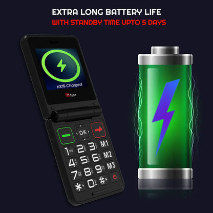 TTfone TT660 Flip Mobile Phone for Seniors - Folding Design, Big Buttons, Emergency Assistance, Long Battery Life with Mains Charger