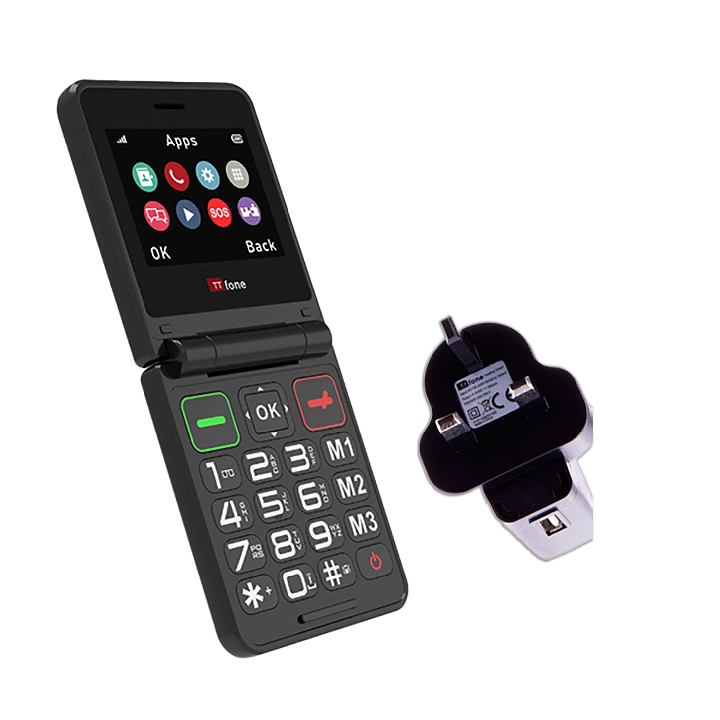 TTfone TT660 Flip Mobile Phone for Seniors - Folding Design, Big Buttons, Emergency Assistance, Long Battery Life with Mains Charger and Vodafone Sim Card