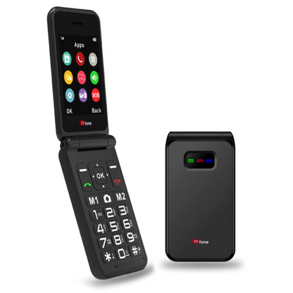 TTfone TT760 4G USB-C Mobile Phone for the Elderly, Simple and easy to use flip folding cell cheap and easy to use - Black with Mains Charger and EE Sim Card