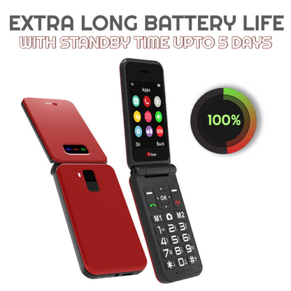 TTfone TT760 4G USB-C Mobile Phone for the Elderly, Simple and easy to use flip folding cell cheap and easy to use - Red with USB Cable GiffGaff Pay as you go