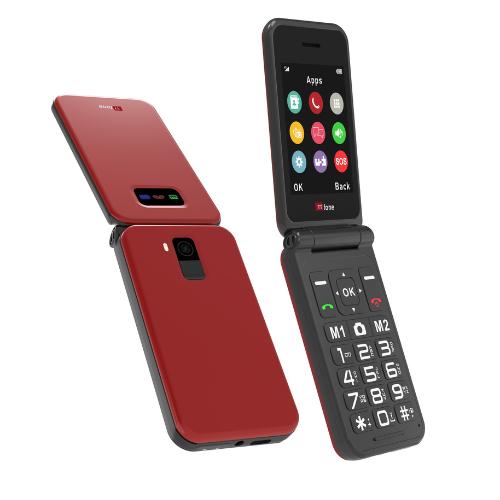TTfone TT760 4G USB-C Mobile Phone for the Elderly, Simple and easy to use flip folding cell cheap and easy to use - Red with Dock Charger and GiffGaff Sim Card