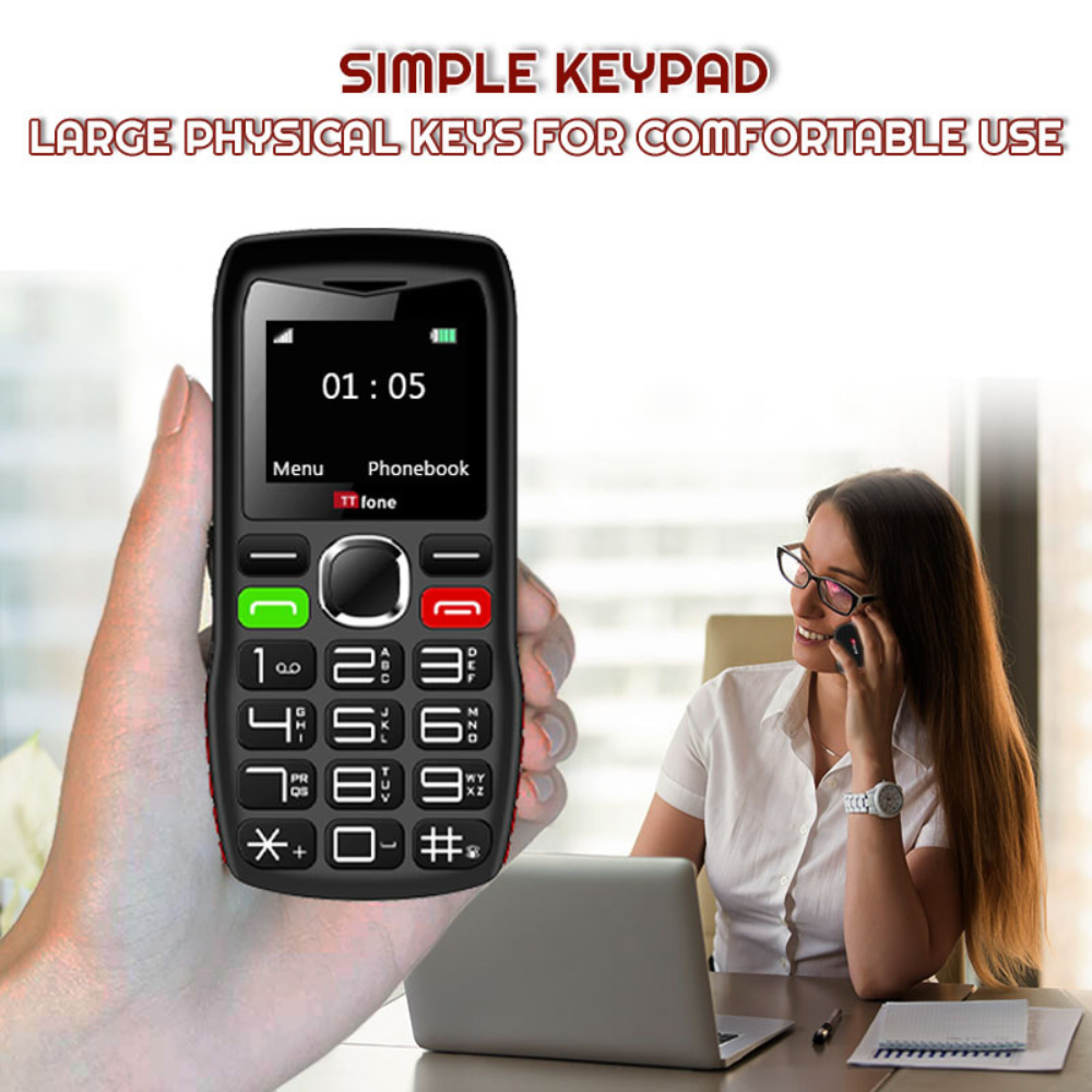 TTfone TT880 Easy-to-Use Mobile Phone for Seniors and Elderly - Large Button Phone with Emergency Assistance Button with Mains Charger and O2 Sim Card