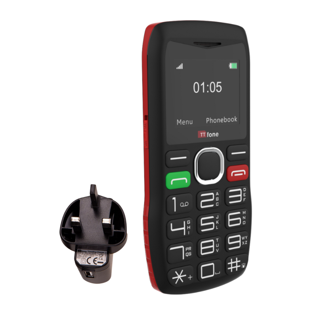 TTfone TT880 Easy-to-Use Mobile Phone for Seniors and Elderly - Large Button Phone with Emergency Assistance Button with Mains Charger and O2 Sim Card
