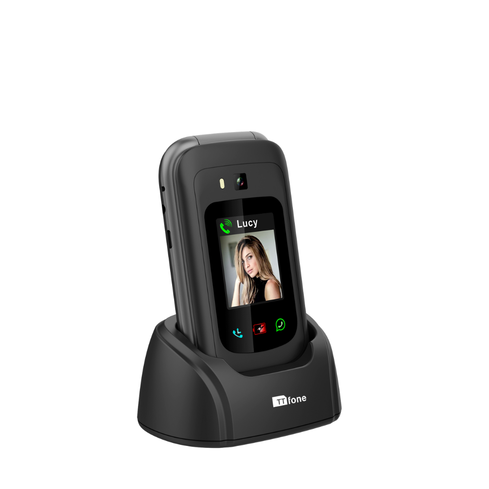 TTfone TT970 Whatsapp 4G Touchscreen Senior Big Button Flip Mobile Phone - With 8MP Camera and Hearing Aid Compatible - Easy and Simple to Use Three Pay as you go