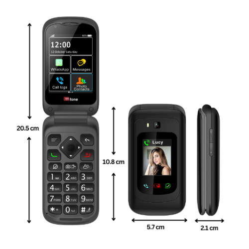 TTfone TT970 Whatsapp 4G Touchscreen Senior Big Button Flip Mobile Phone - With 8MP Camera and Hearing Aid Compatible - Easy and Simple to Use Three Pay as you go