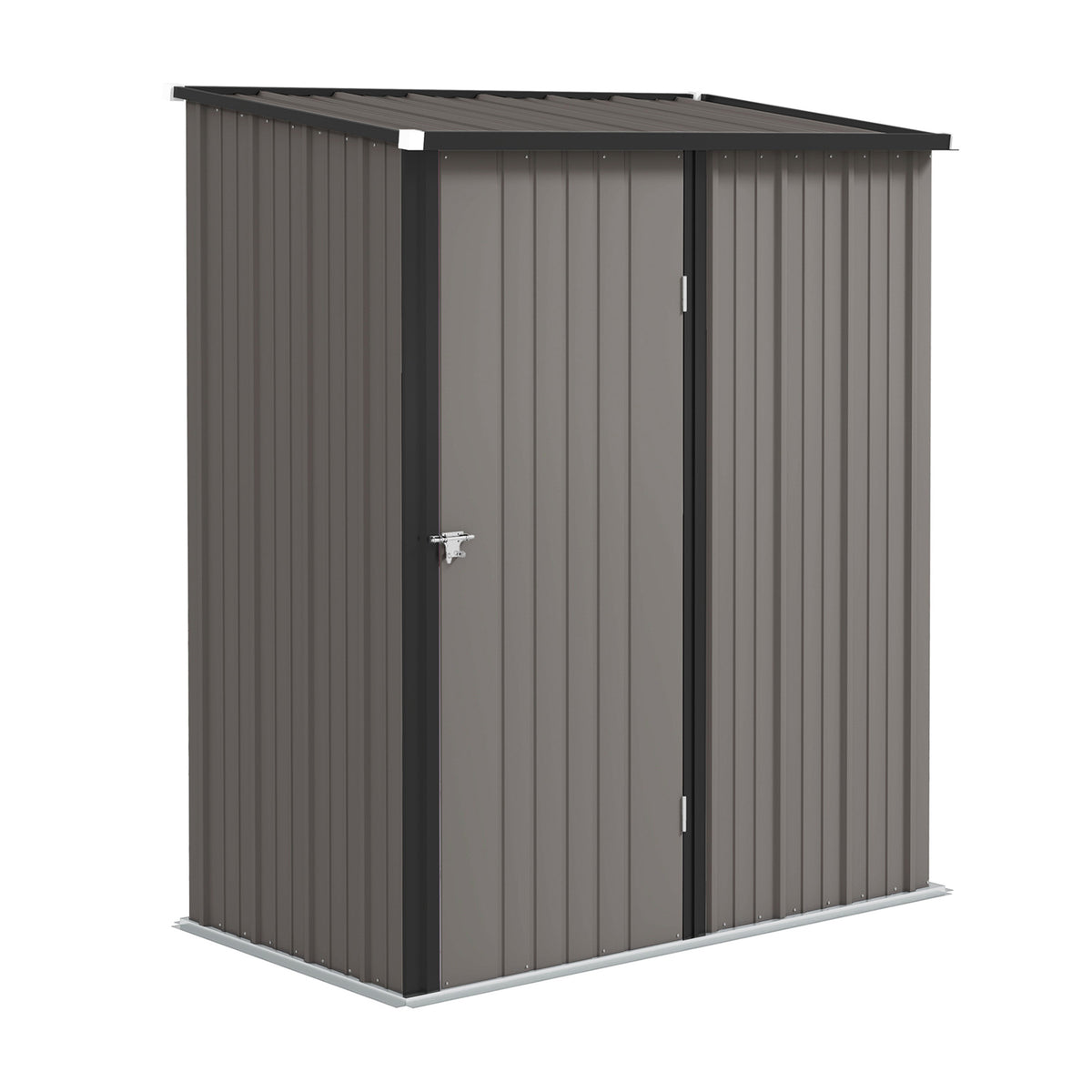 Outsunny 5.3 x 3.1ft Corrugated Steel Garden Shed - Light Grey
