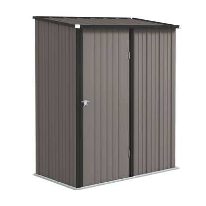 Outsunny 5.3 x 3.1ft Corrugated Steel Garden Shed - Light Grey