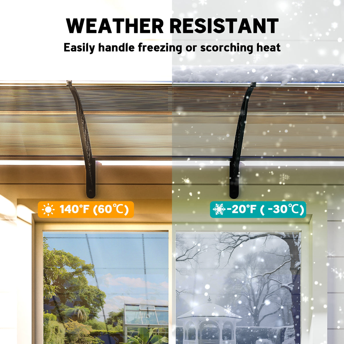 Outsunny Front Door Canopy, Outdoor Awning, Rain Shelter, 303 x 96cm , Brown