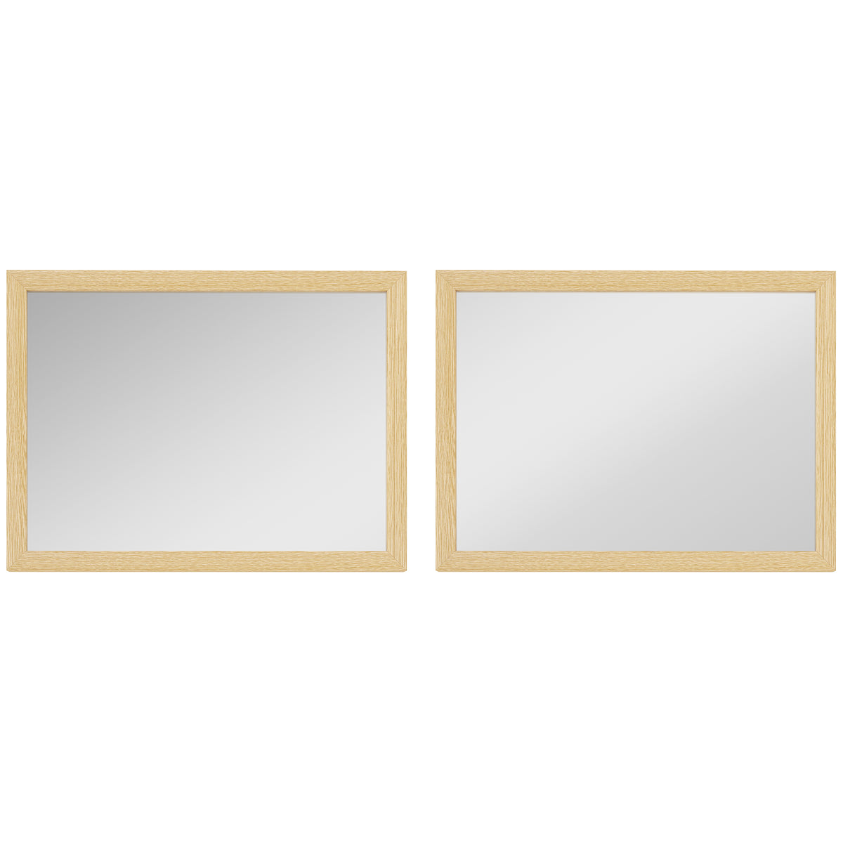 HOMCOM Wall Bathroom Mirror, 30 x 40 cm Wall-Mounted Mirror for Living Room, Bedroom, Hallway, Set of 2, Natural