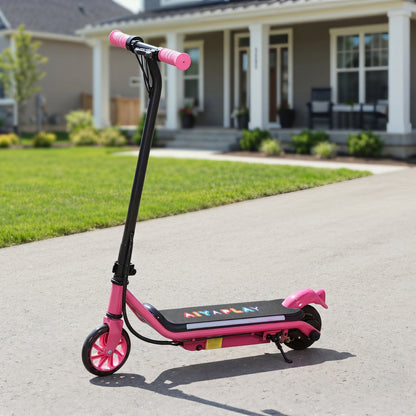 AIYAPLAY Electric Scooter for Kids Aged 6-14 Years, with Colourful Lights, Pink