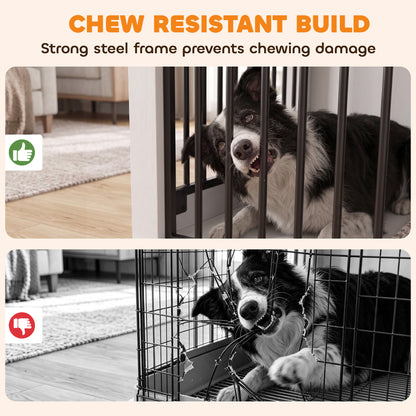 PawHut 80 cm Dog Crate Furniture with Sliding Barn Door for Medium Dogs, White