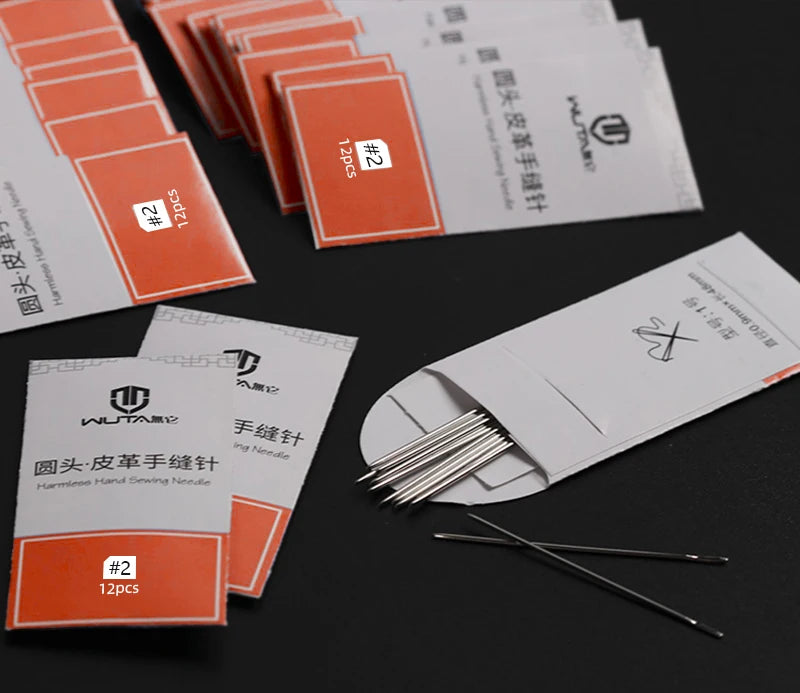 WUTA 12pcs Leathercraft Sewing Needles Large Eye Blunt Stitching Needle Harness Round-pointed Needle Leather Hand Sewing Blunt