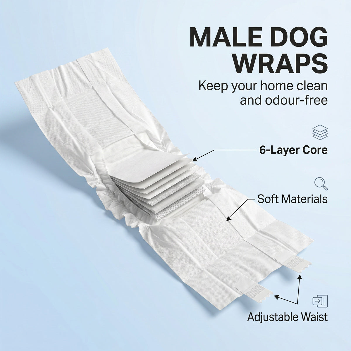 PawHut Dog Diapers Super Absorbent Leak-Proof Dog Nappies for Male Dogs Size S 30-48 cm Waist