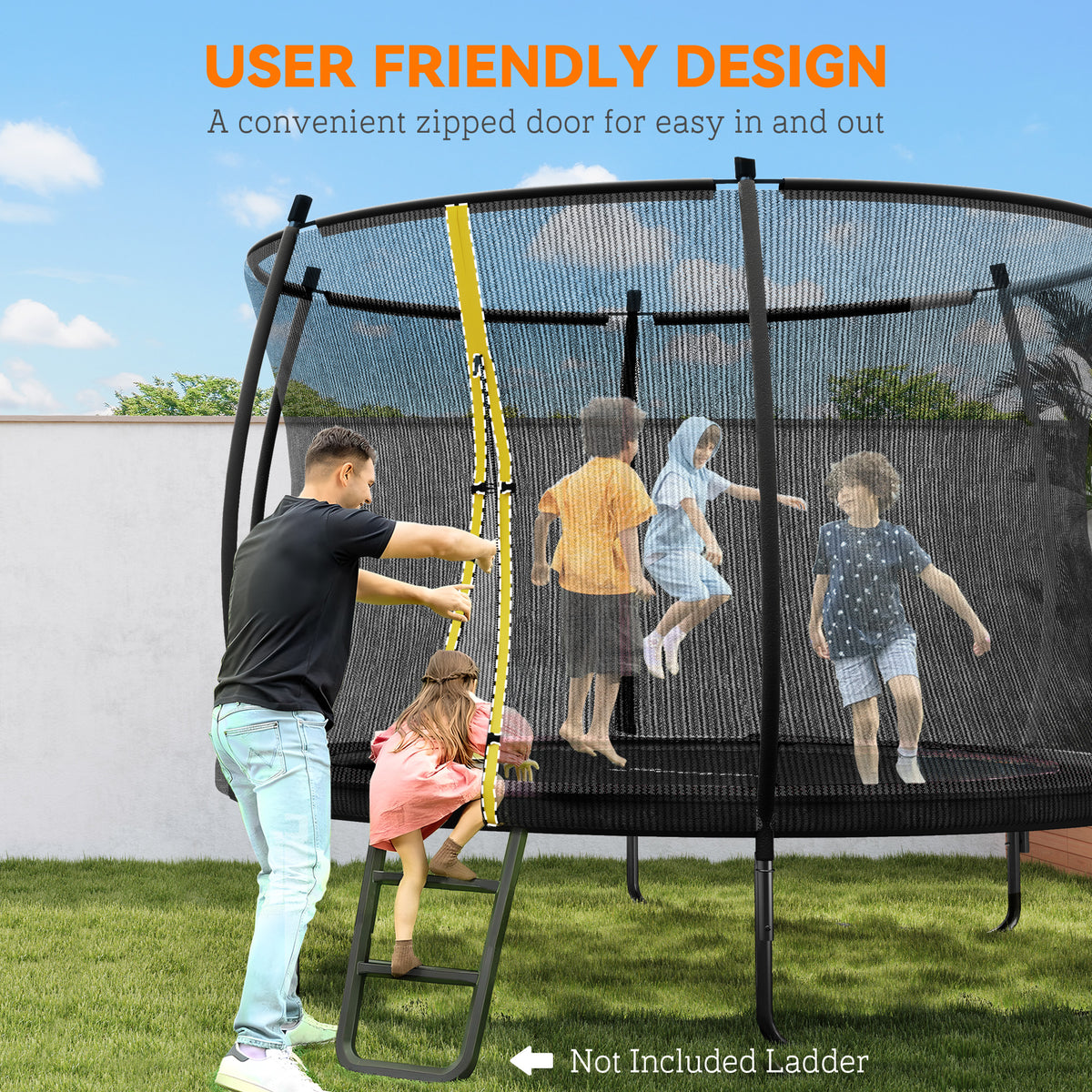 SPORTNOW 10ft Outdoor Trampoline with Enclosure Net, Spring Cover, Black