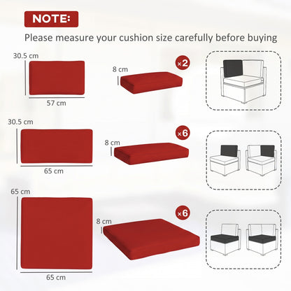 Outsunny Set of 14 Outdoor Cushion Covers - Red