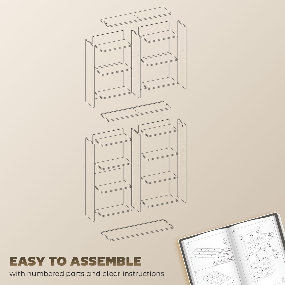HOMCOM 640 CD Storage Tower - Nature Wood Finish