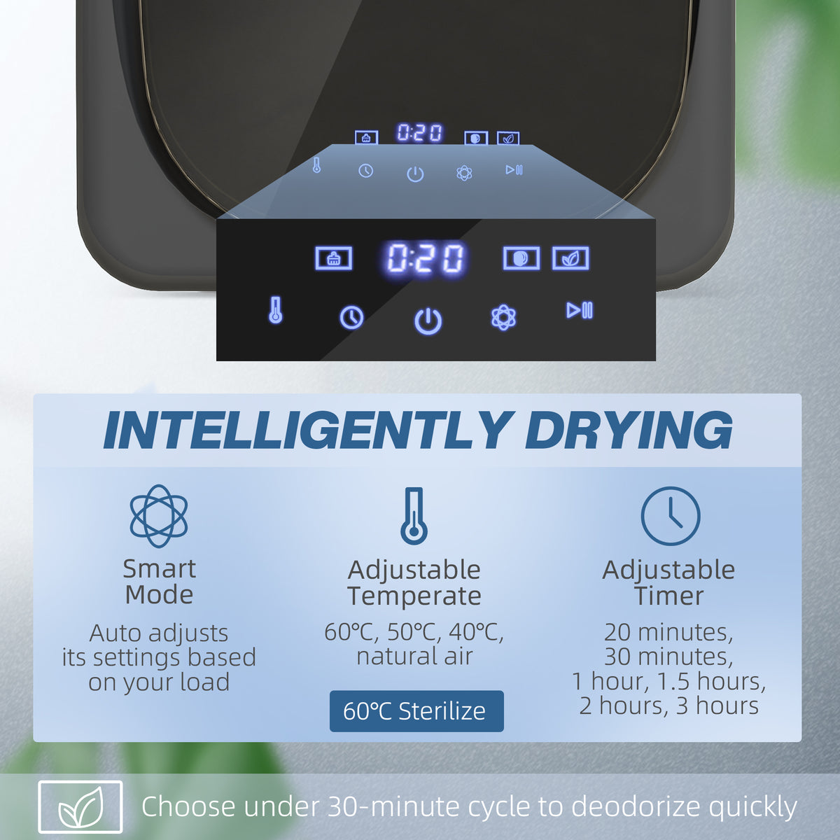 HOMCOM 2.5 kg Compact Tumble Dryer, with UV Sterilisation - Grey