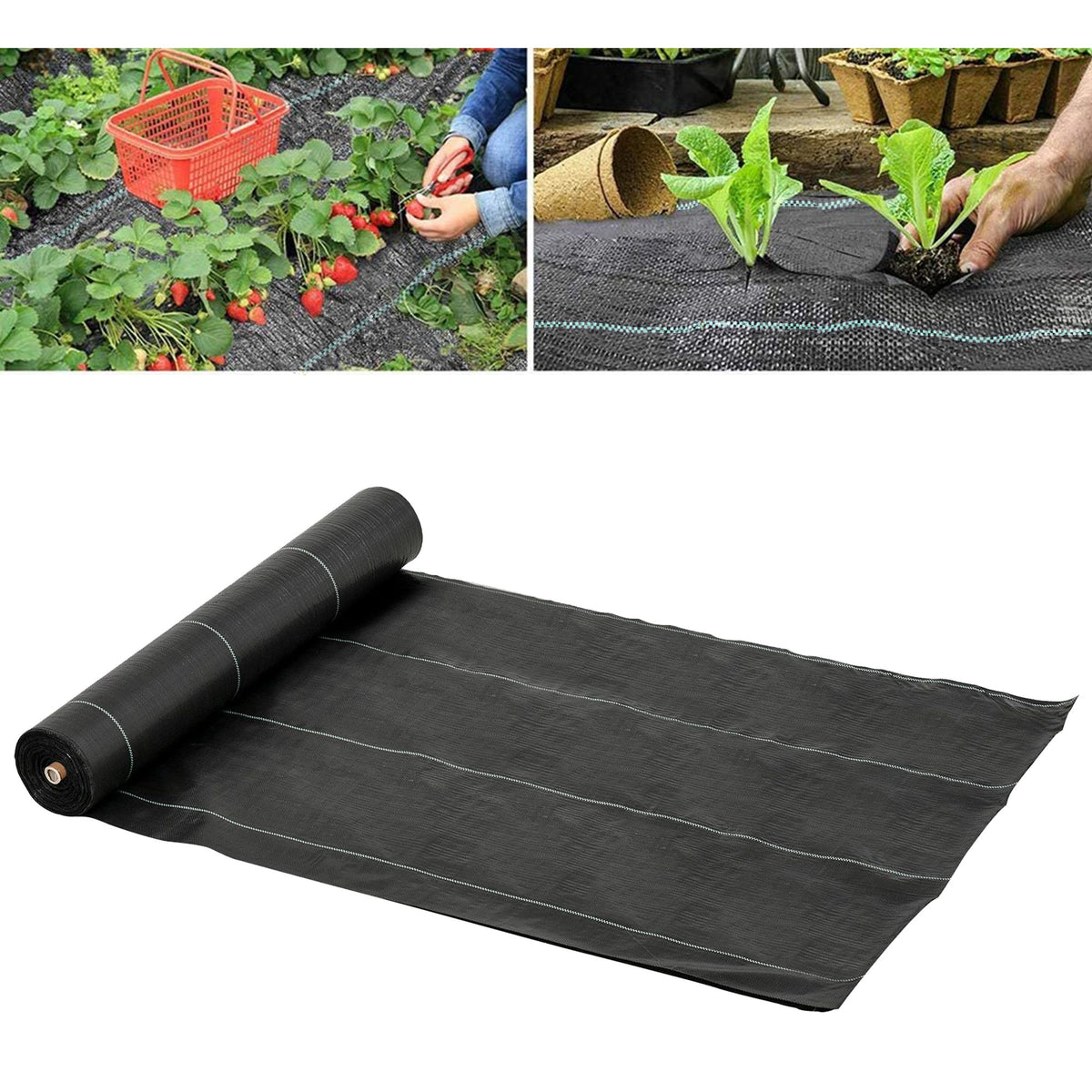 Outsunny 2m x 50m Weed Control Membrane, Heavy Duty Weed Control Barrier Fabric, 100gsm Ground Cover for Patios, Garden