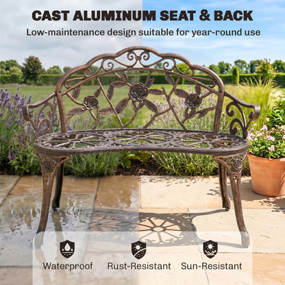 Outsunny Cast Aluminium Garden Bench - Bronze Tone