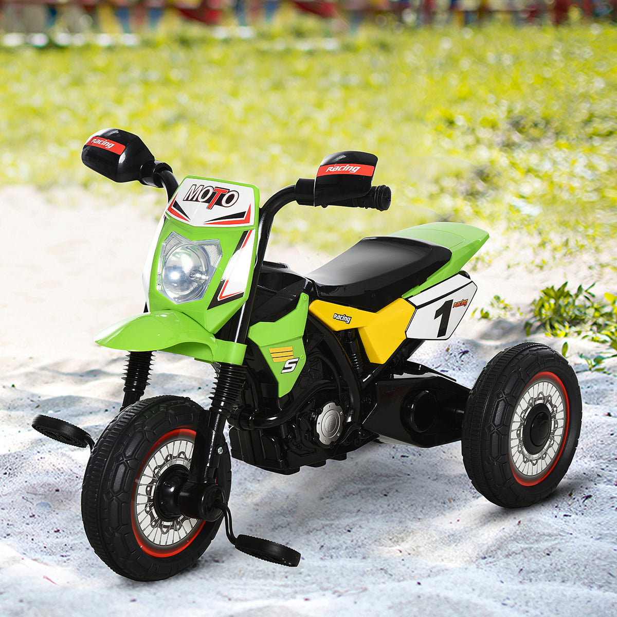 HOMCOM Trike for Kids, Toddler Pedal Motorcycle, Kids Ride On Tricycle Early Learning w/ Music Lights Handlebar Stickers Exercise Boys Girls Gift for 18 - 36 Months Green