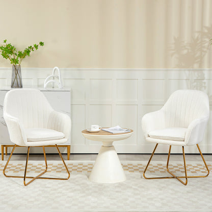 HOMCOM Set of Two Boucle Dining Chairs - Cream