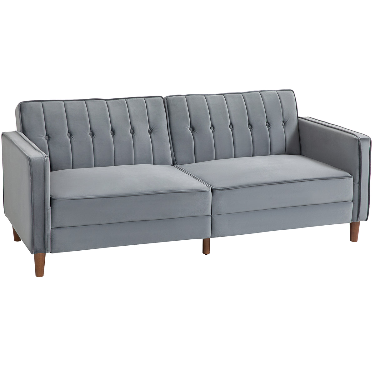 HOMCOM Velvet-Feel Three-Seater Sofa Bed with Wooden Legs, 300 kg - Dark Grey