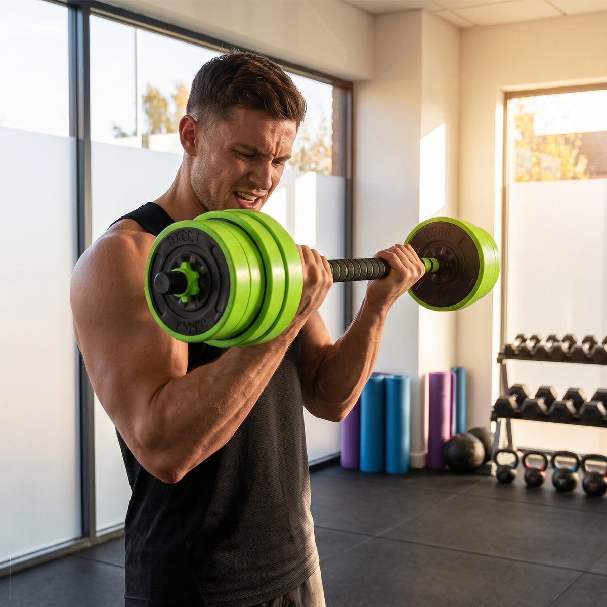 SPORTNOW 30kg 6-In-One Adjustable Weight Dumbbells Set, Barbell, Kettlebell, Push Up Stand - Green