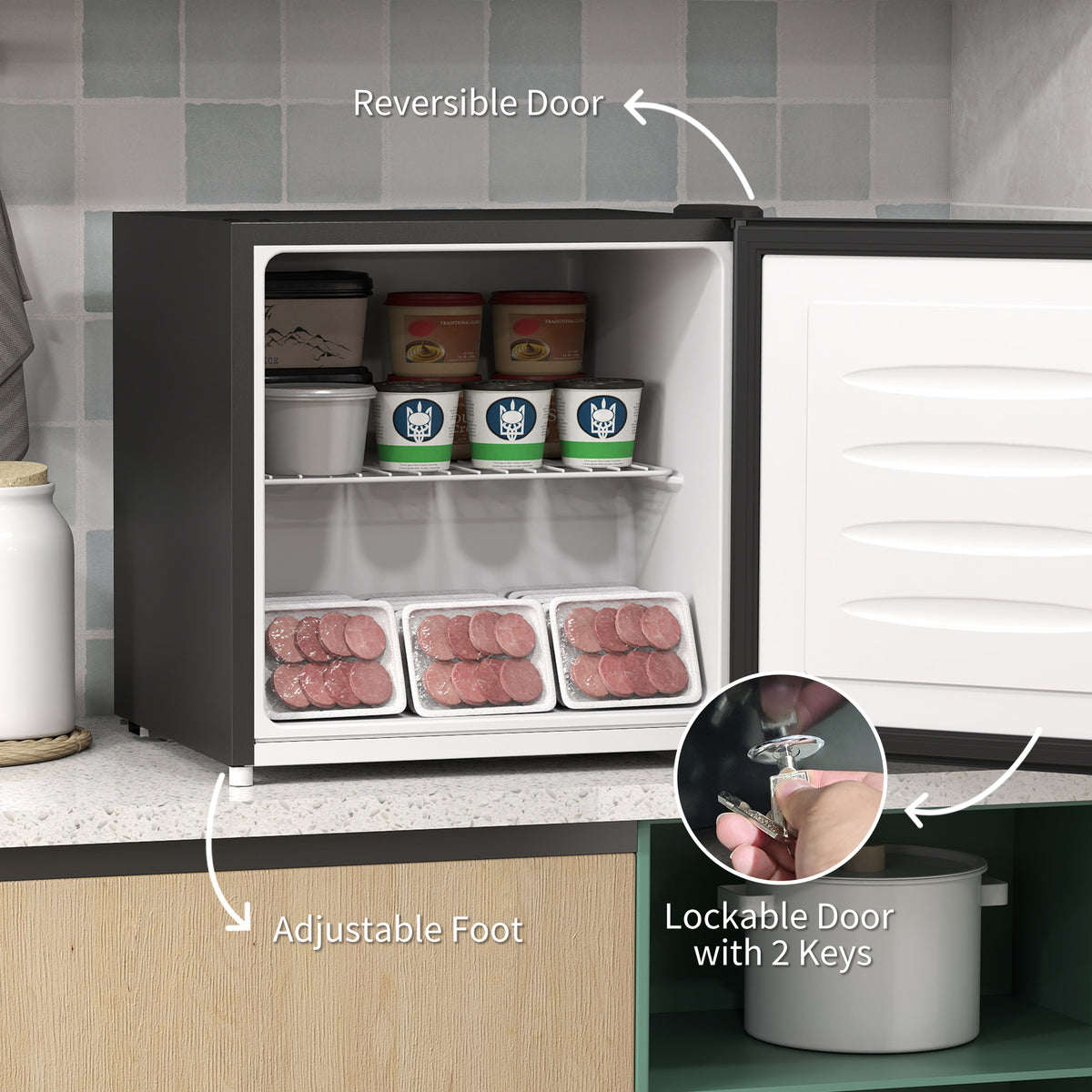 HOMCOM 35L Mini Freezer, -24℃ to -14℃ Temperature - Black