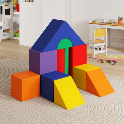 HOMCOM 11-Piece Kids Soft Play Set, Foam Block, Toys for Climbing, Crawling, Multicoloured