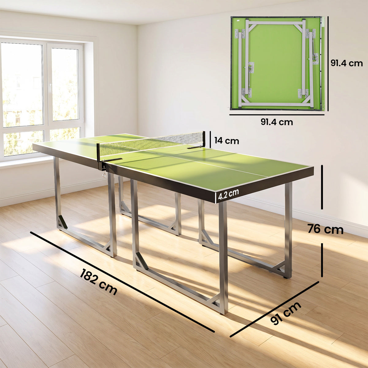 HOMCOM 6ft Table Tennis Table, Ping Pong Table with Net, Foldable and Portable Ping Pong Set for Indoor Use, Easy Assemble, Midsize, Green