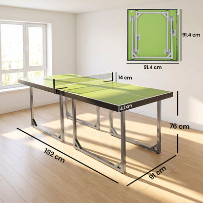 HOMCOM 6ft Table Tennis Table, Ping Pong Table with Net, Foldable and Portable Ping Pong Set for Indoor Use, Easy Assemble, Midsize, Green