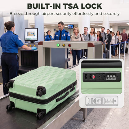 HOMCOM 30Inch 77cm Suitcase, ABS Hard Shell Checked Luggage with TSA Lock, Spinner Wheels, Telescopic Handle, Green