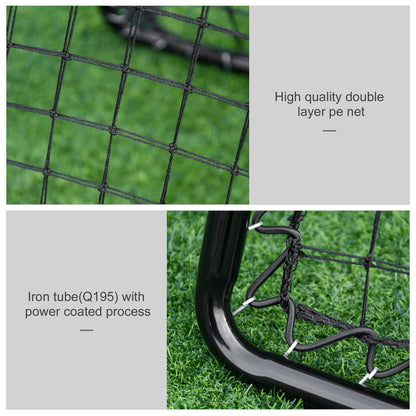 HOMCOM Angle Adjustable Double Sided Rebounder Net Training Aid Target Soccer Goal Kickback For Football, Baseball, Basketball - 75L x 75W cm