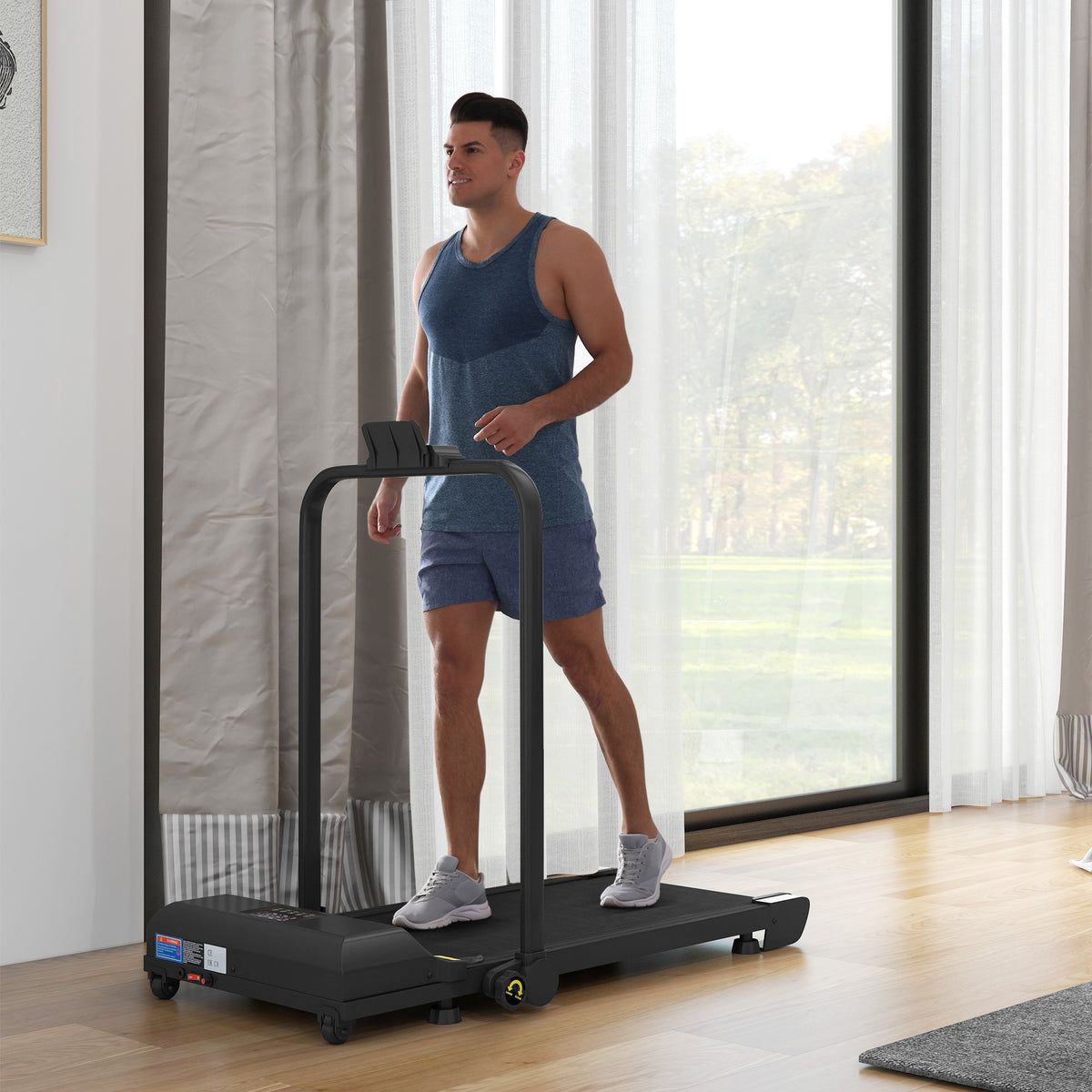 HOMCOM Walking Pad Treadmill, Folding Under Desk Treadmill, 1-10km/h, with Remote Control, Black