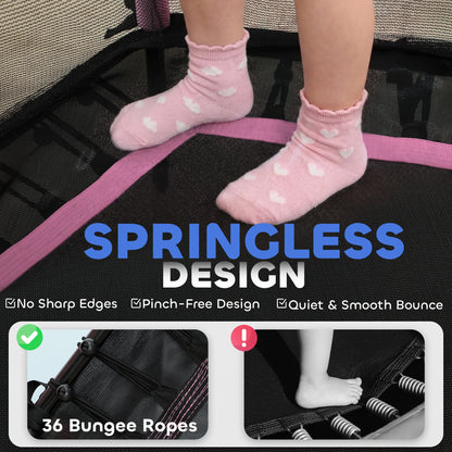 HOMCOM Kids Trampoline Mini Bouncer with Enclosure Safety Net For Ages 3-10 Years - Pink