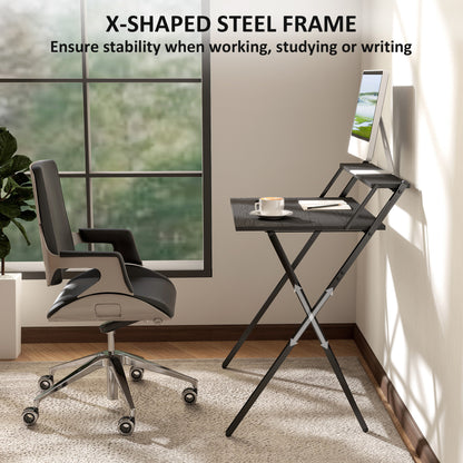 HOMCOM 81.5 cm Folding Computer Desk with Monitor Shelf - Black